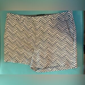 Banana Republic, dressy shorts, bluish gray, and cream design